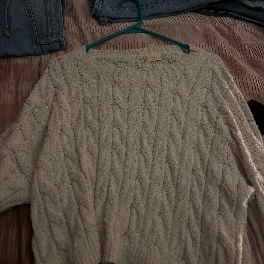 Altar'd State Cream Cable Knit Sweater